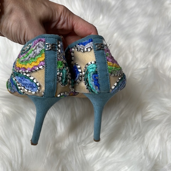 Sam Edelman Hazel Blue Embroidered Point Toe Pumps 7.5 - Picture 5 of 6